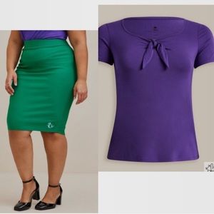 Torrid Disney The Little Mermaid Ariel Pencil Midi Ponte Skirt and top set